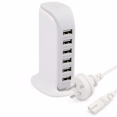 $25.99 • Buy 30W 6A 6 Port Desktop USB Rapid Charger Station Wall HUB Charging Power Cable AU