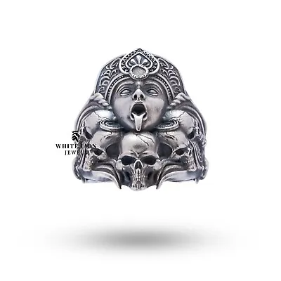 Kali Godess Power Skulls 925 Sterling Silver Men Biker Rider Ring Birthday Gift • $104.30