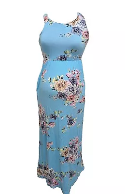 PINK BLUSH Blue Floral Maternity Maxi Dress Size Small Retail $84 NWOT • $12.93