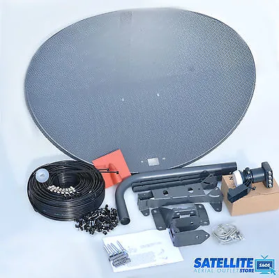 £45.99 • Buy 80cm Zone 2 Satellite Dish & Quad Lnb + 5m Twin Black Kit For Freesat / Sky