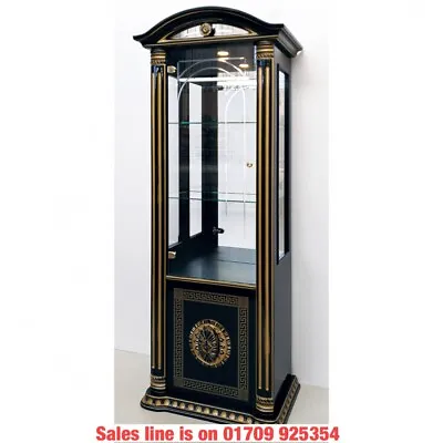 £750 • Buy The Versace Design Italian Rossella Black/Gold 1 Door Vetrine/Display Cabinet