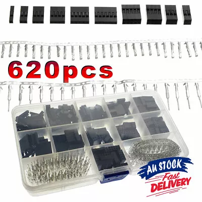 620x Crimp Pin Jumper Pin Connector Male Female Header Dupont Wire Housing Kit • $13.99