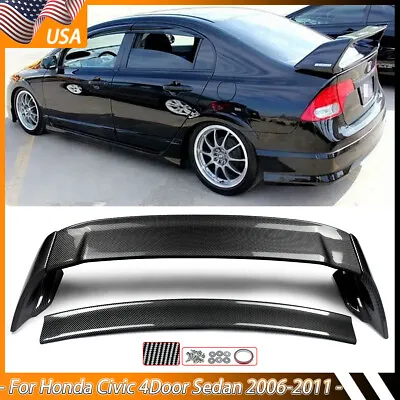 Rear Trunk Spoiler Wing JDM MUGEN Carbon Style For 2006-2011 Honda Civic Sedan • $101.83