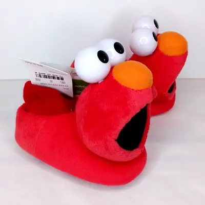 NWT Sesame Street ELMO Sock-Top Puppet Slippers Toddlers SMALL Size 3/4  Fuzzy • $8.99