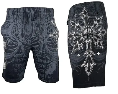Xtreme Couture By Affliction Men's Short SPARTAN Sweat-short Athletic Skull MMA • $26.95