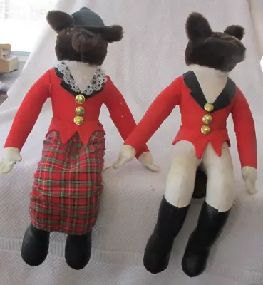 Vintage Hanford's Inc 16  Mr & Mrs Fox Equestrian Fox Hunt Plush Shelf Sitters • $22