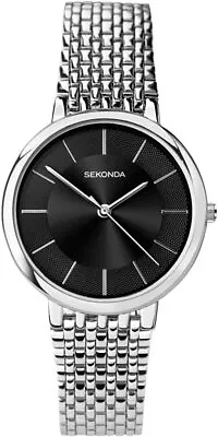Sekonda Mens Classic Watch With Black Dial And Stainless Steel Strap 1619 • £20