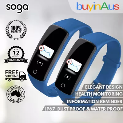 SOGA 2X Fitness Tracker Waterproof Smart Bracelet Watch Monitor Blue • $118.90