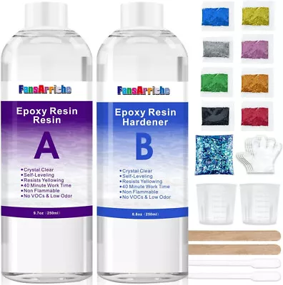 £18.53 • Buy Epoxy Resin 500ml, Crystal Clear Resin And Hardener Kit For Casting And Coating