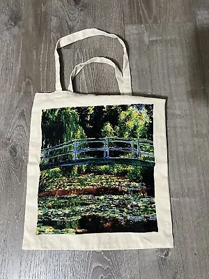 Claude Monet Giverny Water Lilies ONE Side Print Cotton Tote Bag 15.5”X 14” NWOT • $15.90