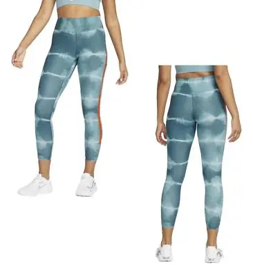 Nike Women's Dri-Fit One Luxe Mid Rise Printed Training Tights DM7619-058 • $49.99