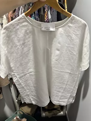 Decjuba D-Luxe Women’s Boxy White Linen Top Size Small • $39.95