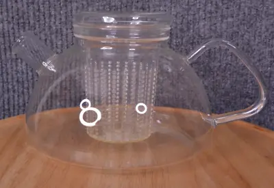 Vintage JENAER GLAS Clear Teapot Lid Infuser Strainer Beaker Gas High Heat Use • $27