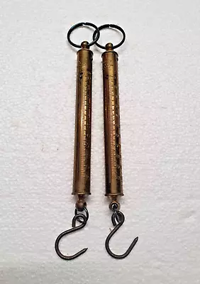 £19.99 • Buy 2 X Vintage Brass Salter Spring Balances Troy & Gram Pocket Fishing Scales Weigh