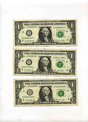 3 Bills With 2013 B  -  Star Note Dollar   - Duplicates • $600