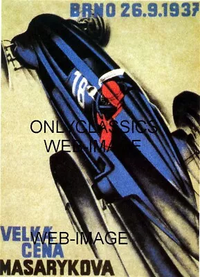 1937 Grand Prix Auto Racing Art Deco Style Poster Mercedes Benz Indy Formula One • $16.96