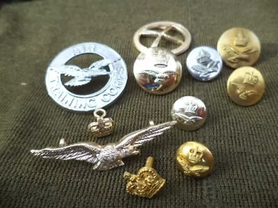 Raf Badges And Buttons  Collection 12 Items Ex Display Case. Old& Modern.  • £11