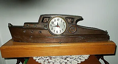 Vtg/ant Sessions Brass Motion Boat Clock~boat Rocks~great Working Condition • $499