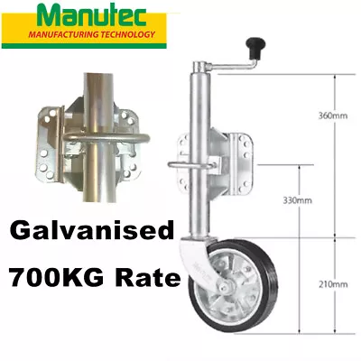 Manutec Trailer 8 Jockey Wheel Galvanised Swivel Bracket Suit UBolts Clamp 700KG • $148.50