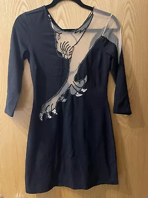 £75 • Buy Rare KATE MOSS TOPSHOP PANTHER SEQUIN CLAW MICRO MINI DRESS UK 6