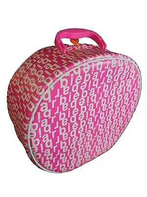 VTG Barbie Pink All Over Logo Travel Case Soft Round Carry-On Cosmetics Luggage  • $21.99