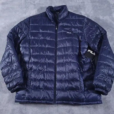 FILA Puffer Jacket Mens 2XL XXL Blue Full Zip Coat Polyfill Quilted LM143KC1 NEW • $49.97