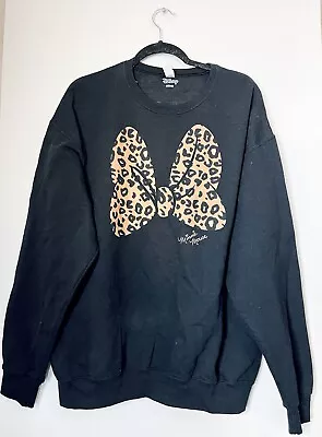 Disney Leopard Print Minnie Mouse Bow Black Sweater • $18