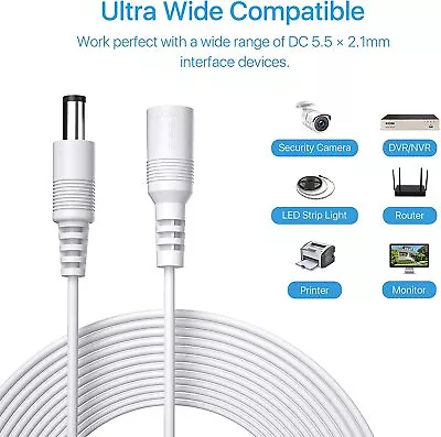 £3.30 • Buy 3M 5M 10M Meter 12V DC POWER EXTENSION CABLE For CCTV CAMERA LED /DVR/ PSU LEAD