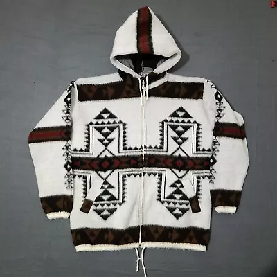 Vintage Native Andes Mens Wool Jacket Aztec Size Large Navajo Sweatshirt Shacket • $89