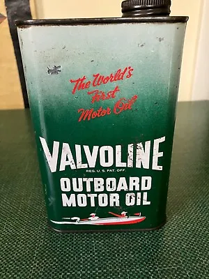 VINTAGE 1950'S - 60's VALVOLINE OUTBOARD MOTOR OIL 1 QT CAN • £47.68