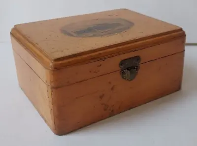 Antique Mauchline Ware Latched Box Tartan Lined St Georges Hall Liverpool • £35