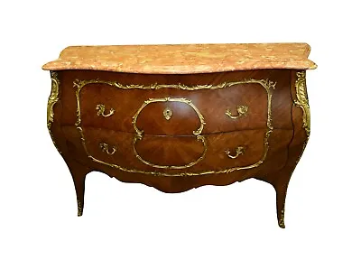 Vintage Italian Style Inlaid Marble Top Bombe' Commode • $1298