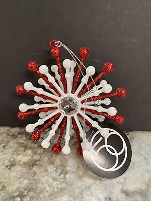 Dept 56 Starburst 4.5” Tall Christmas Tree Ornament Red White Jewel • $2.84