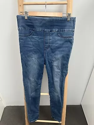 Decjuba Elastic Waist Jeans Slim Leg Blue Denim Stretch Size 14 • $20