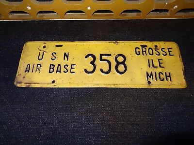 Vintage U.S. Air Force  License Plate 358  GROSSE ILE MICH  • $27