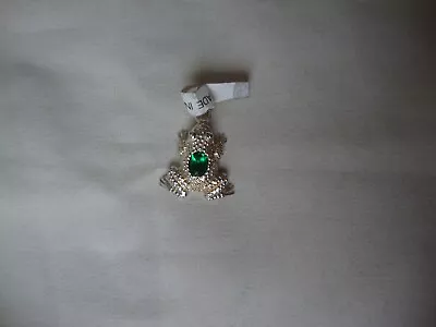 Vintage 3d Frog W/ Emerald Green Oval Cz Birthstone Sterling Silver 925 Pendant • $9.99