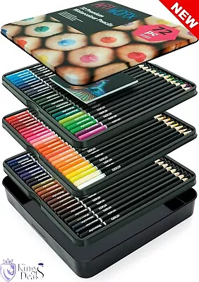 72 Premium Watercolour Pencils Set Coloured Art Pencils For Adults Non Toxic • £19.59