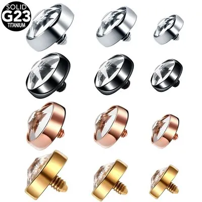 G23 Titanium Micro Dermal - Anchor Top Piercing Crystal Gem Implant Jeweled 1PC • $9.62