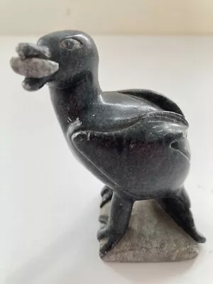 Vintage Eskimo Inuit Stone Carving Of A Penguin Signed Aupaluk '62 • £67