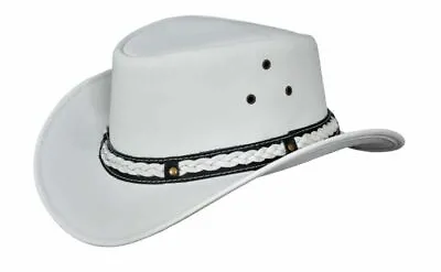 Men And Women White Genuine Leather Western Cowboy Hat • $44.99