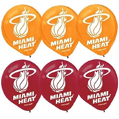 Miami Heat Printed Latex Balloons - 12  6 Pcs • $7.99