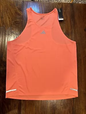 NWT! Adidas OTR Own The Run Cooler Running Singlet Shirt Mens Coral Fusion • $33.99