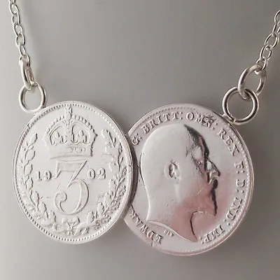 Sterling Silver Double Old Coin Pendant Necklace 2 Coin Perfect Unique Gift • £24.50