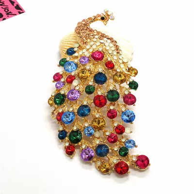 $3.95 • Buy Hot Multicolor Peacock Cute Animal Crystal Betsey Johnson Charm Brooch Pin 