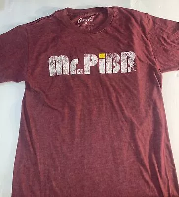 Mr. Pibb Logo T-Shirt Maroon Coca-Cola Brand Shirt Soda Pop Graphic Distressed S • $9.43