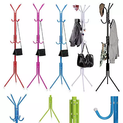 Coat Stand Coat/Hat/Jacket/Umbrella Floor Standing Rack Clothes Hanger Hooks • £10.99