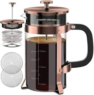 French Press Coffee Maker Glass Stainless Steel Large Copper 34oz Easy Clean • $30.99