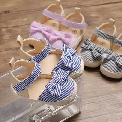 Newborn Baby Girl BowKnot Pram Shoes Infant Floor Crawling Shoes Summer Sandals • £4.99