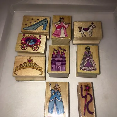 Melissa And Doug Rubber Stamp Cinderella Princess Crown Castle Lot Of 9 • $7.49