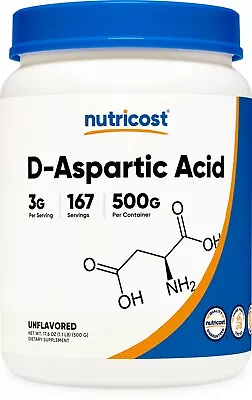 Nutricost D-Aspartic Acid (DAA) - 500G 167 Servings Non-GMO Gluten Free • $25.98